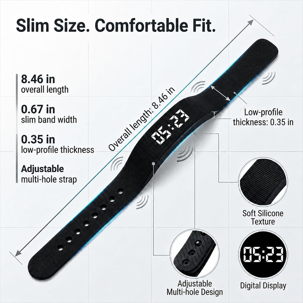Vibrating Alarm Wristband Clock for Heavy Sleepers Wake Band Wrist Watch Silent Vibration Bracelet Loud Adults Strike Deaf People Despertar with That Won'T Partner Extremely Deep (Black)