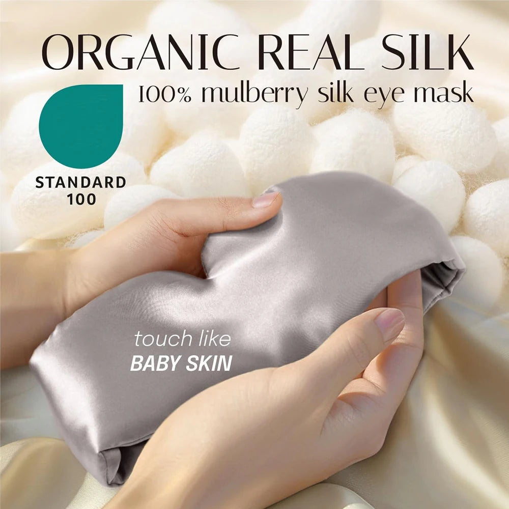 100% Mulberry Silk Sleeping Mask Eyepatch Blocking Light Eyemask Soft Padded Travel Sleeping Aid for Sleep Patch Slaapmasker