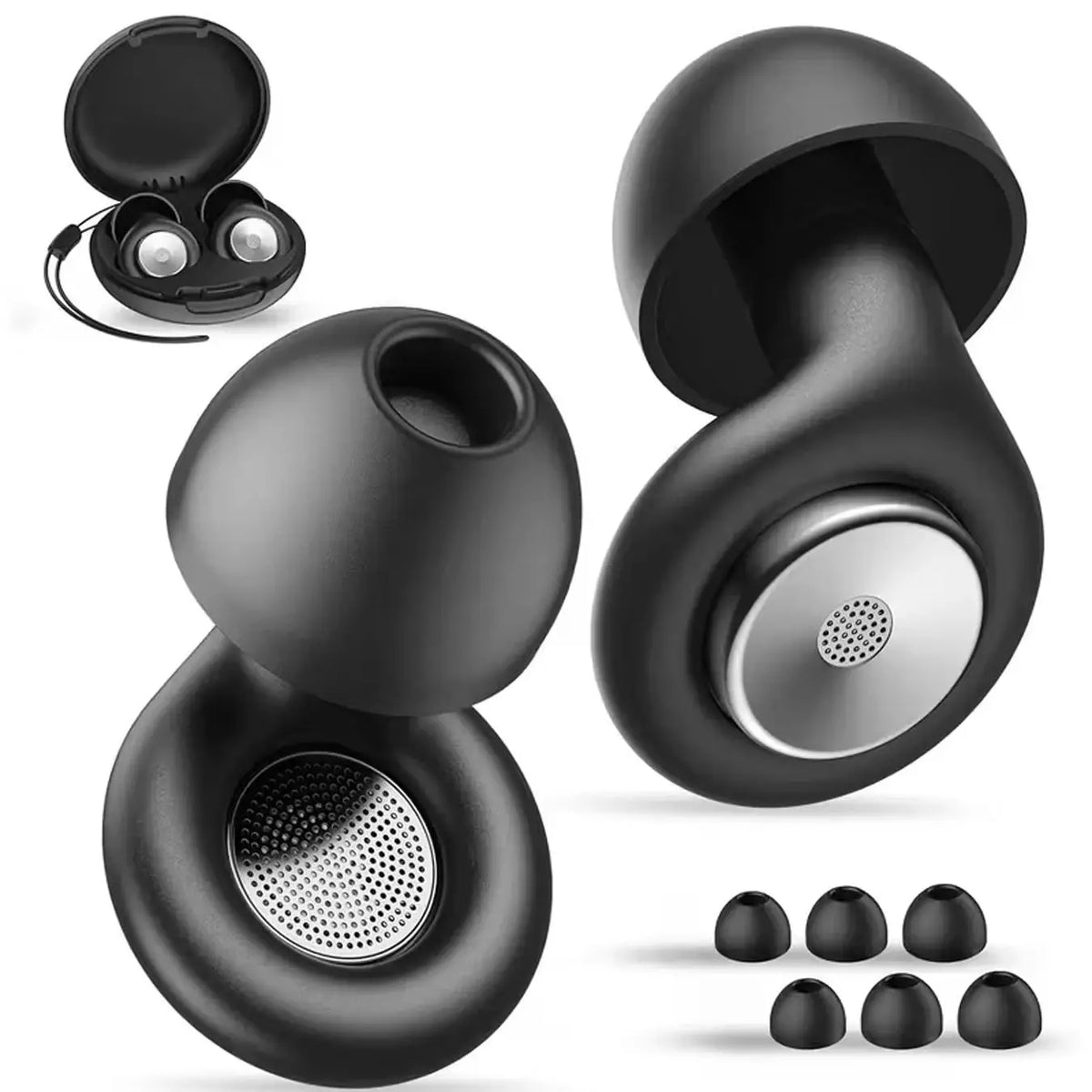 45Db Noise Cancelling Ear Plugs for Sleeping, Reusable Soft Silicone Earplugs with 8 Eartips & Storage Case, Hearing Protection
