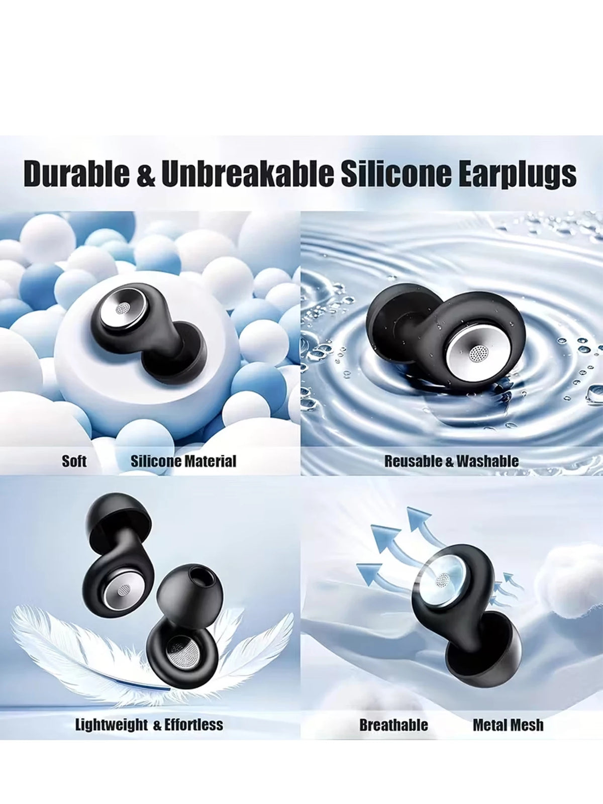 45Db Noise Cancelling Ear Plugs for Sleeping, Reusable Soft Silicone Earplugs with 8 Eartips & Storage Case, Hearing Protection