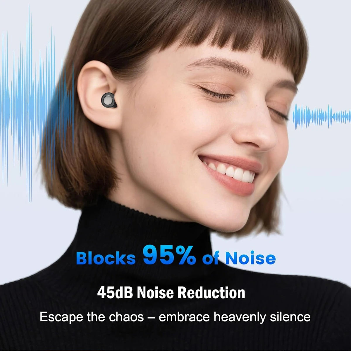 45Db Noise Cancelling Ear Plugs for Sleeping, Reusable Soft Silicone Earplugs with 8 Eartips & Storage Case, Hearing Protection